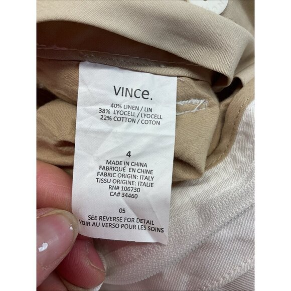Vince‎ Womens Size 4 Linen Blend Wide Leg cropped Pants Ivory career classy - Picture 6 of 13